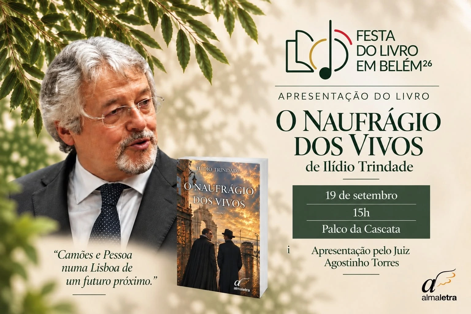 Cartaz da apresentação de O Naufrágio dos Vivos na Festa do Livro de Belém 2026